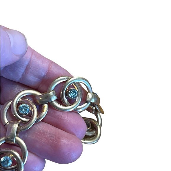 Vintage HSB 1/20 12K Gold Filled Light Blue Stone Bracelet - Picture 4 of 4